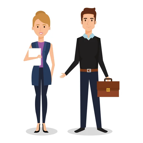 Business people couple avatars characters — Stock Vector