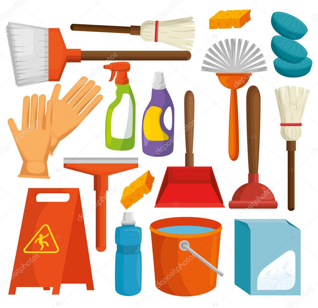 colorful set of cleaning supplies 