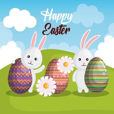 tavşan ve mutlu Paskalya yortusu yumurta