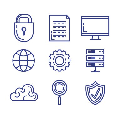 güvenlik sistemi teknoloji simgeleri