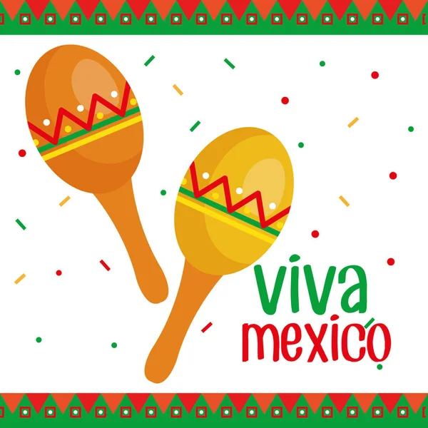 Viva Meksyk marakasy plakat — Wektor stockowy