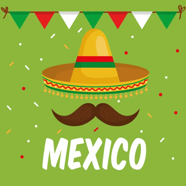 Mexican culture traditional hat — Stock Vector
