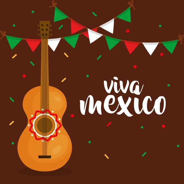 Instrumento de guitarra viva méxico cartel — Vector de stock