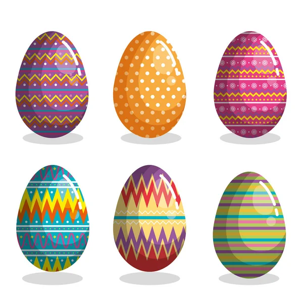 Happy easter eggs painted — Stock Vector