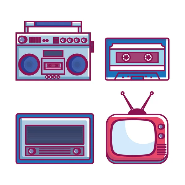 Retro technology set gadgets — Stock Vector