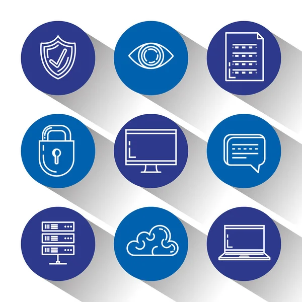 Iconos de la tecnología del sistema de seguridad — Archivo Imágenes Vectoriales