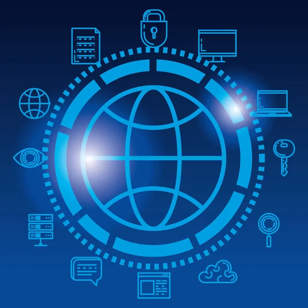 Ícones de tecnologia do sistema de segurança — Vetor de Stock