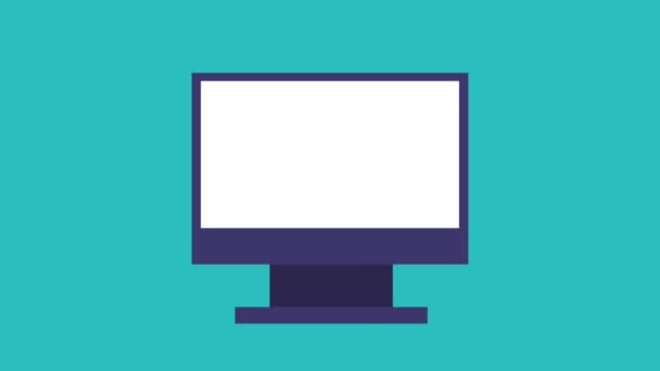 Monitor de ordenador a los iconos del ordenador portátil — Vídeo de stock