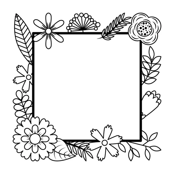 Frame from wild flowers greeting card template design — Stock Vector