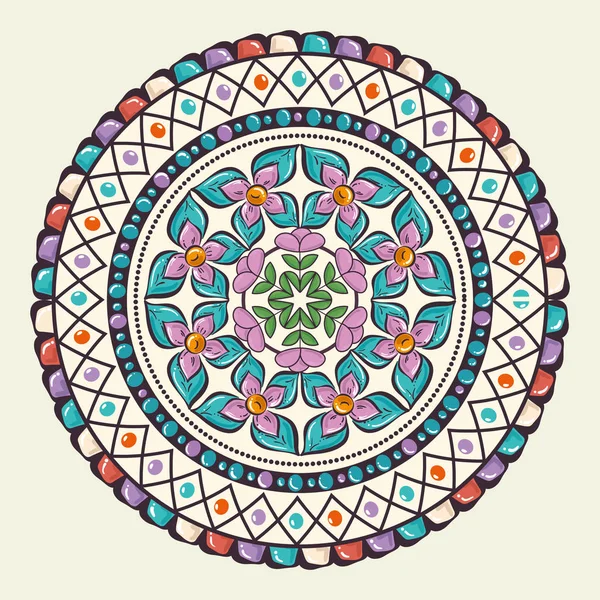 Couleur mandala icône décorative — Image vectorielle