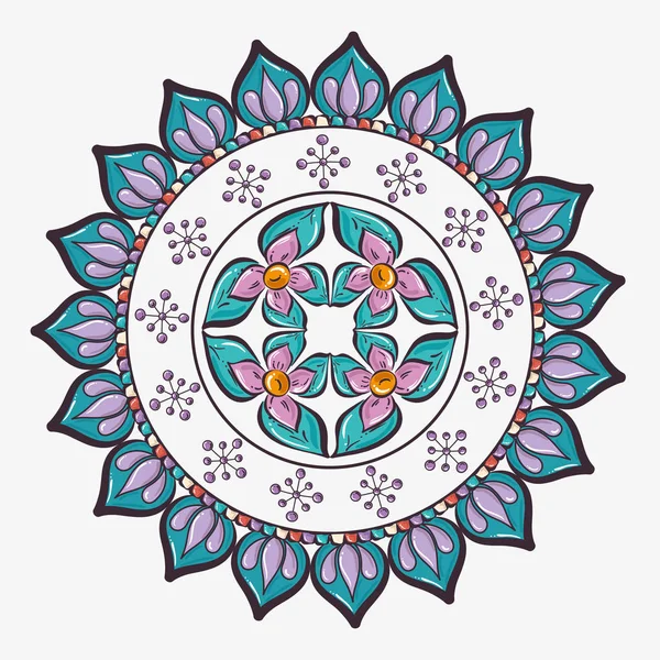 Color mandala icono decorativo — Vector de stock
