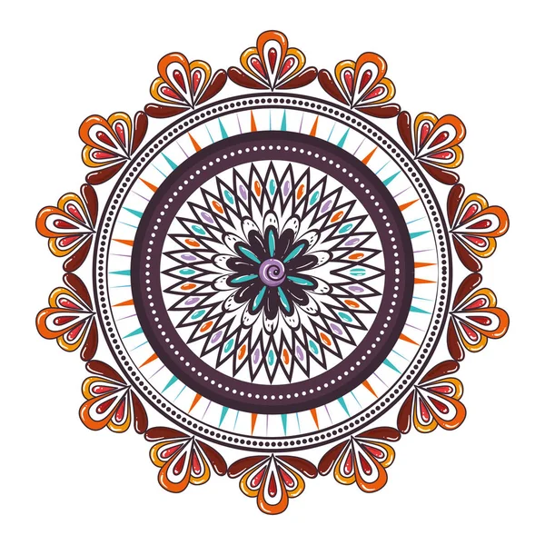 Couleur mandala icône décorative — Image vectorielle