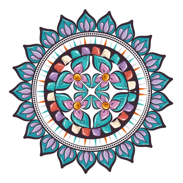 Color mandala icono decorativo — Vector de stock
