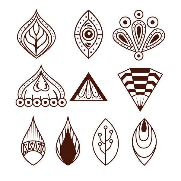 Style boho mandala ensemble icônes — Image vectorielle