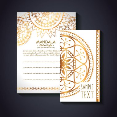 Altın mandala boho tarzı el ilanları