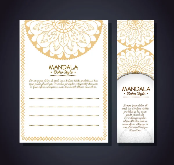 Mandala doré style boho flyers — Image vectorielle