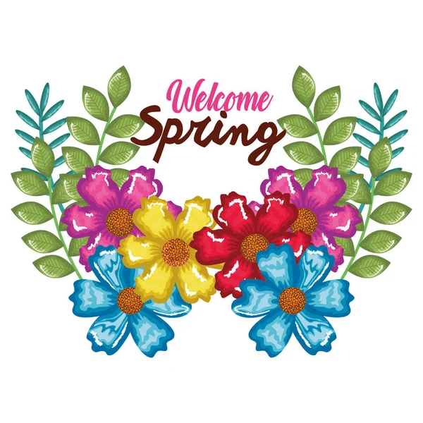 Bienvenue art décoratif printemps — Image vectorielle