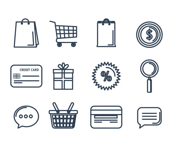 Compras en línea establecer iconos — Vector de stock