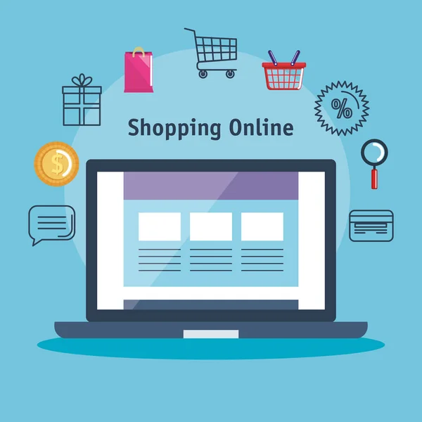 Compras on-line ícones set — Vetor de Stock