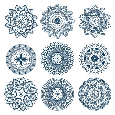 Boho stil mandala Icons set
