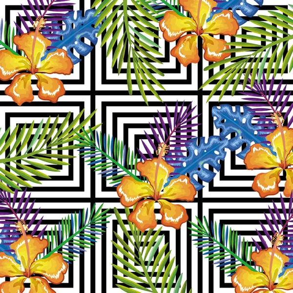 Flor tropical con fondo abstracto computadora de escritorio icono aislado — Archivo Imágenes Vectoriales