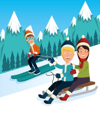 Kış sporları yapan insanlar