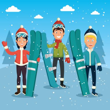 snowboard ve Kayak Kış sporları pepople