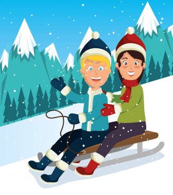 Kış sporları yapan insanlar