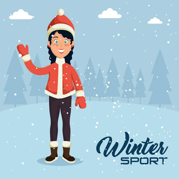 Vintersport glada människor tecknad — Stock vektor
