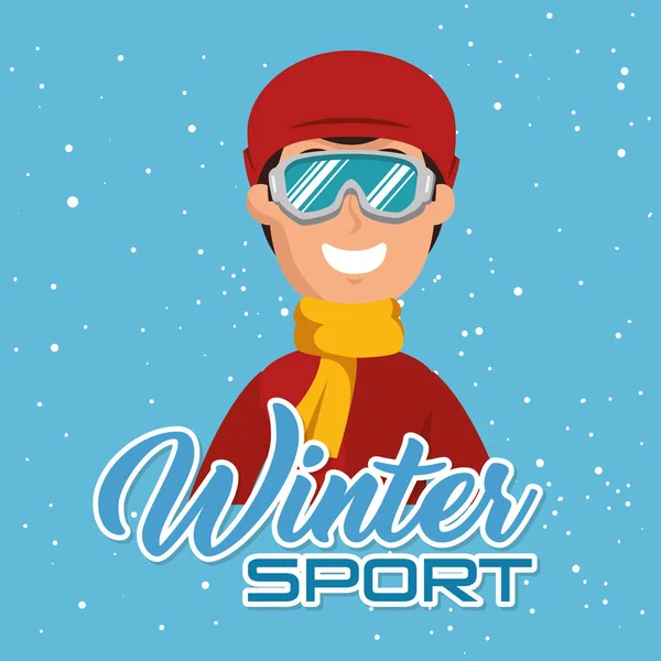 Deportes de invierno gente feliz dibujos animados — Vector de stock