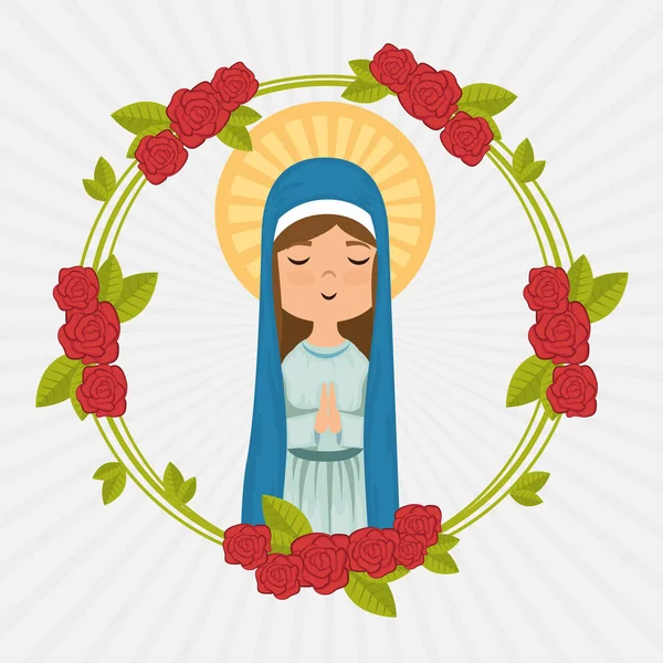 Tarjeta religiosa virgen Milagro santo — Vector de stock