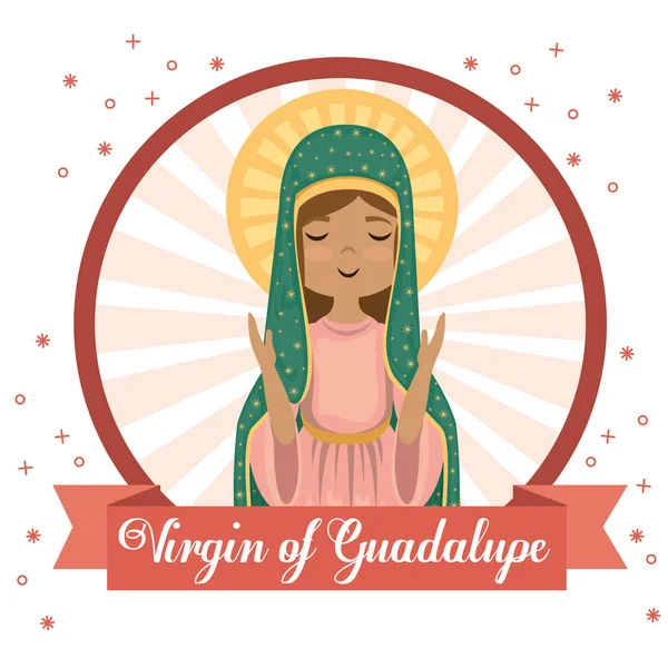 Holy virgin of guadalupe religious card — Stock Vector