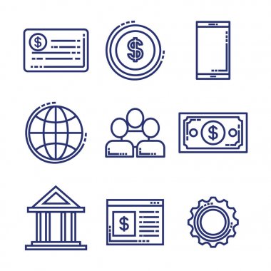 fintech düz Icons set