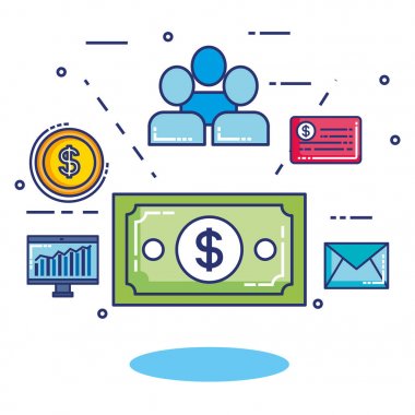 fintech düz Icons set