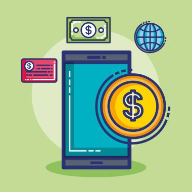 fintech düz Icons set