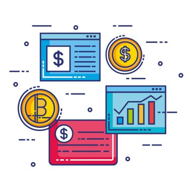 fintech düz Icons set