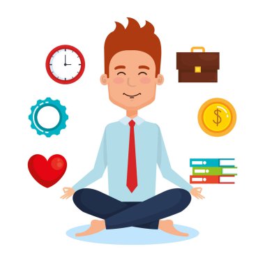 iş öğeleri ile iş insanlar meditasyon yaşam tarzı