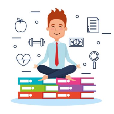 iş öğeleri ile iş insanlar meditasyon yaşam tarzı