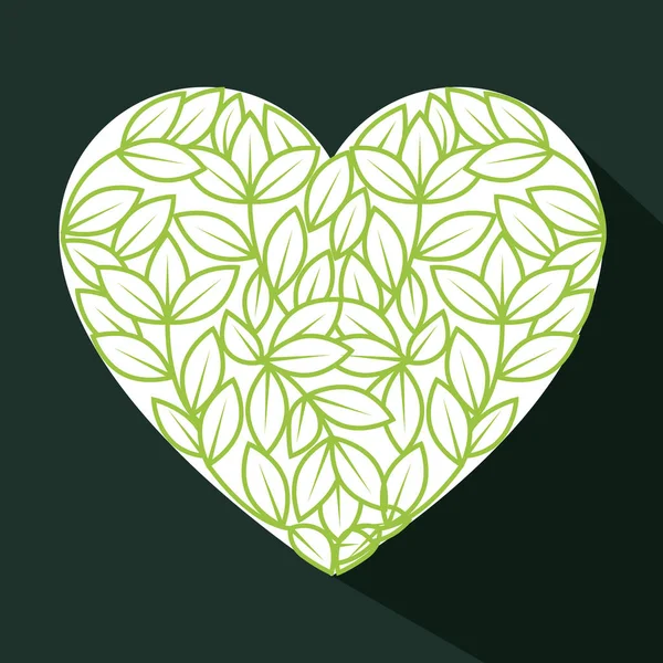 Heart and leaves design — Stock Vector