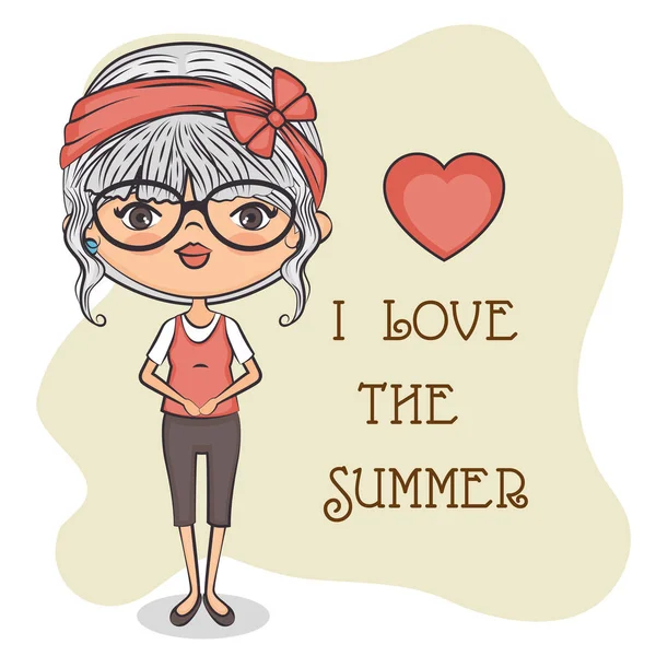 Cute girl loves summer — Stock Vector