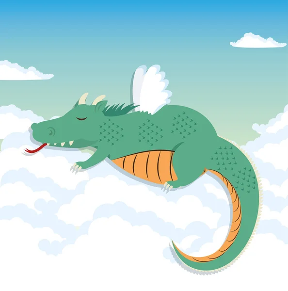 Lata dragon tecknad — Stock vektor