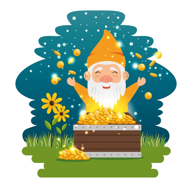 Fantastic character dwarf cartoon — Stock Vector