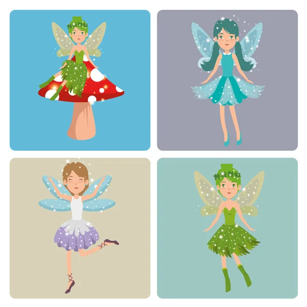 Sweet and cute fairy cartoon vector illustration graphic design — Stock Vector