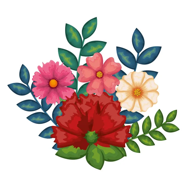 Hermoso icono floral decoración — Vector de stock