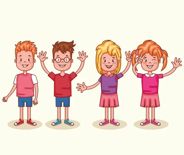 Little happy kids avatars characters — Stock Vector