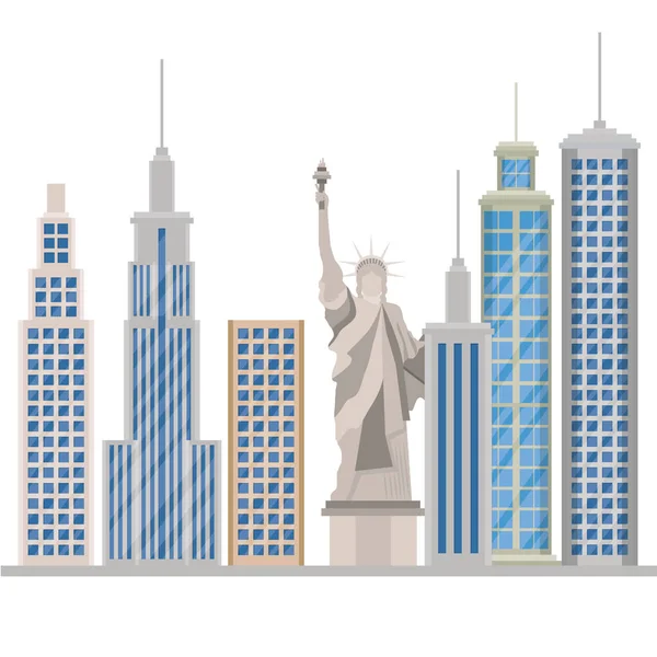 Estatua de la ciudad de Nueva York de la escena de la Libertad — Vector de stock