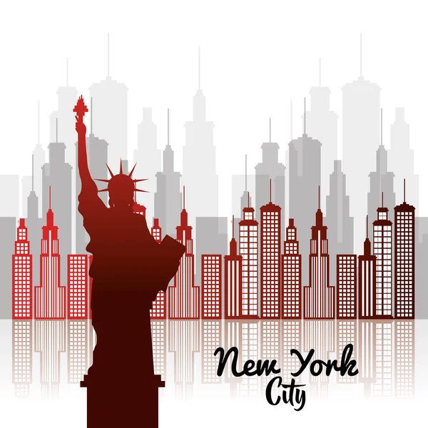 Estatua de la ciudad de Nueva York de la escena de la Libertad — Vector de stock