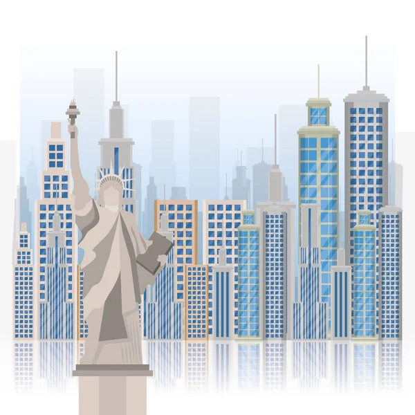New York statue de la ville de la Liberté scène — Image vectorielle