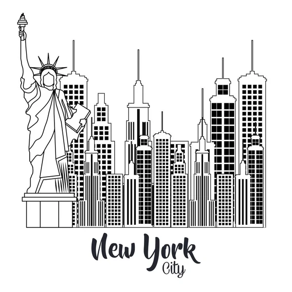 New york city statue of Liberty scene — Stock Vector