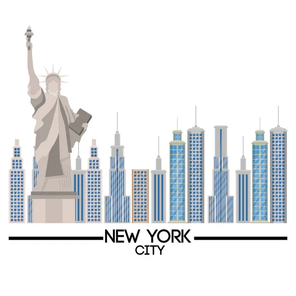 Estatua de la ciudad de Nueva York de la escena de la Libertad — Vector de stock